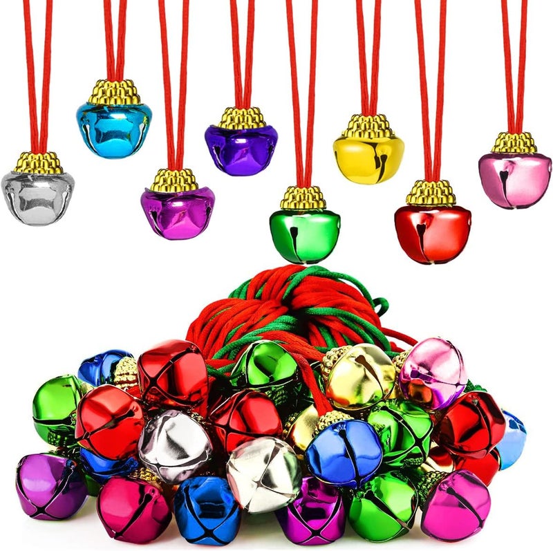 yfstyle Christmas Bell Necklaces Believe Bell Necklaces Christmas Necklace and Bracelet Set Adjustable Christmas Bell Bracelet Red Green Jingle Bell Necklaces Bell Ornaments for Christmas Party - Image 1